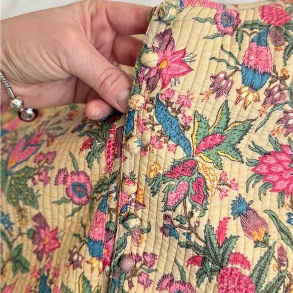 Vintage Reversible Quilted Floral Jacket Cream Cotton Cottagecore Boho Handmade - Picture 13 of 13